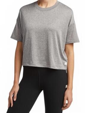 Vuori Women Medium Grey Energy Cropped Cami Heather Gray Tee UV Activewear Top